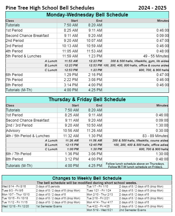 24 -25 Bell Schedule