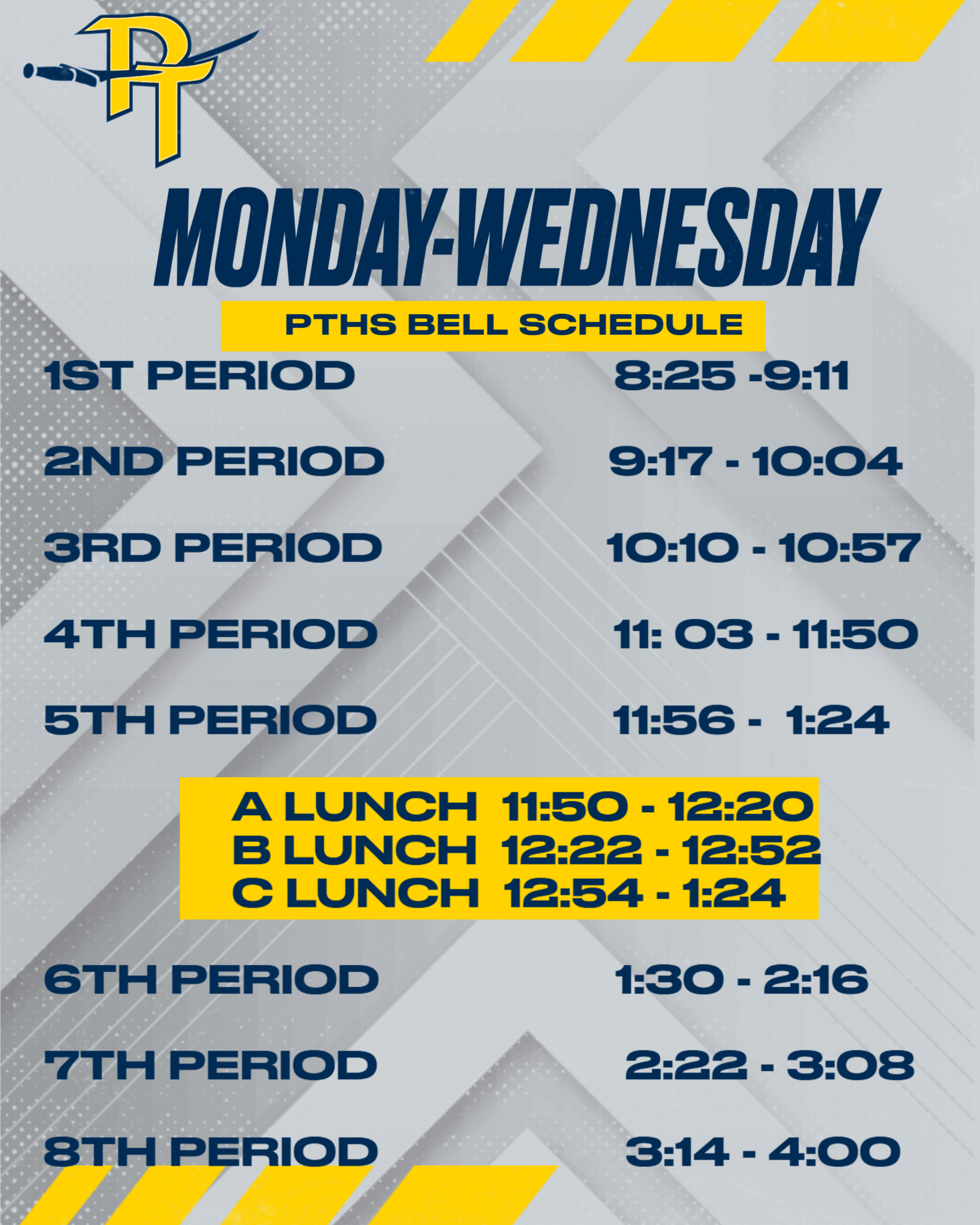 Mon., Tues., Wed. Schedule