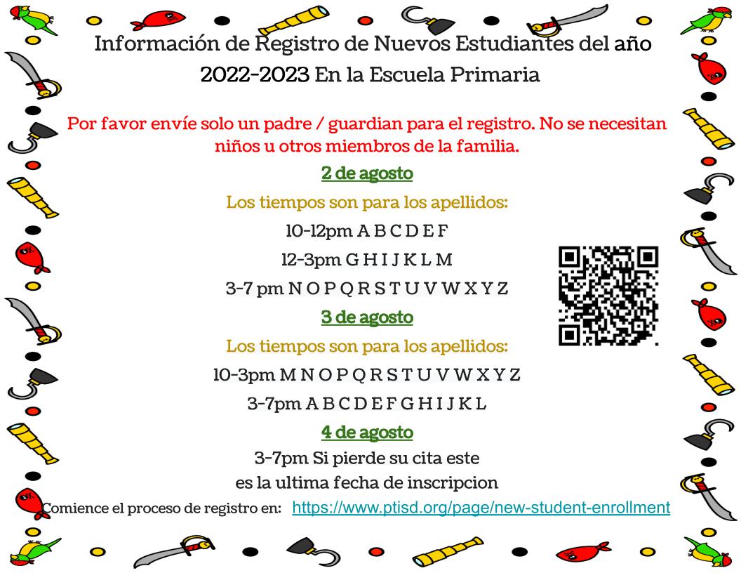 NEW STUDENT REGISTRATION Pine Tree Primary School