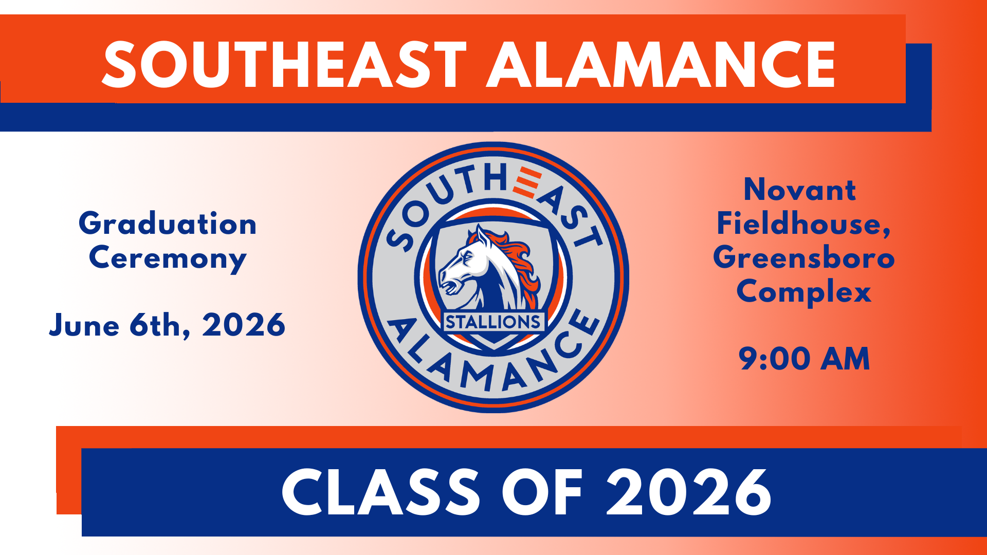 Graphic of the Southeast Alamance High School graduation ceremony livestream
