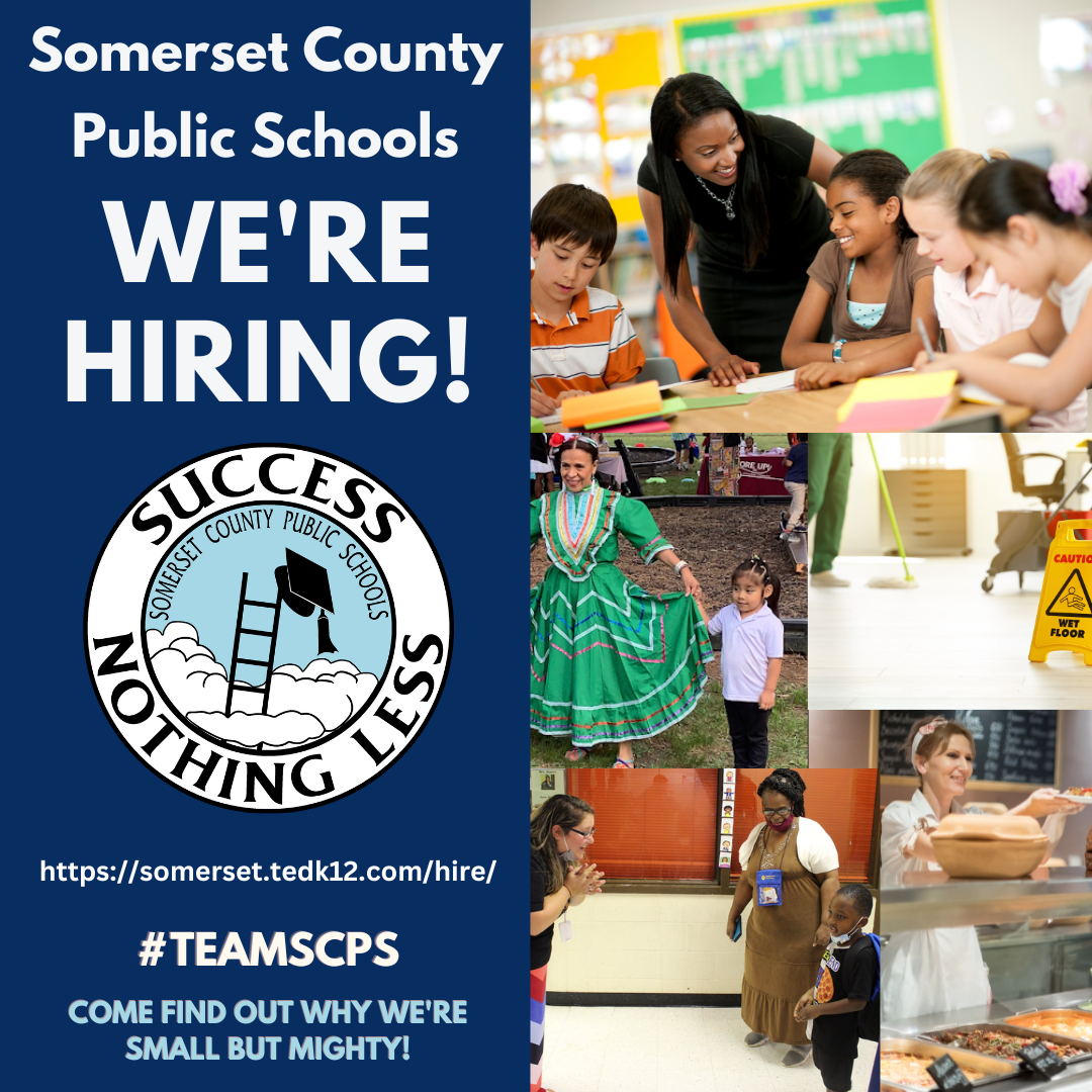 Somerset County Public Schools- We're Hiring! Come see why we're small but mighty! https://somerset.tedk12.com/hire
