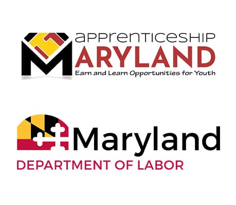 apprenticeship maryland and DLLR logos stacked