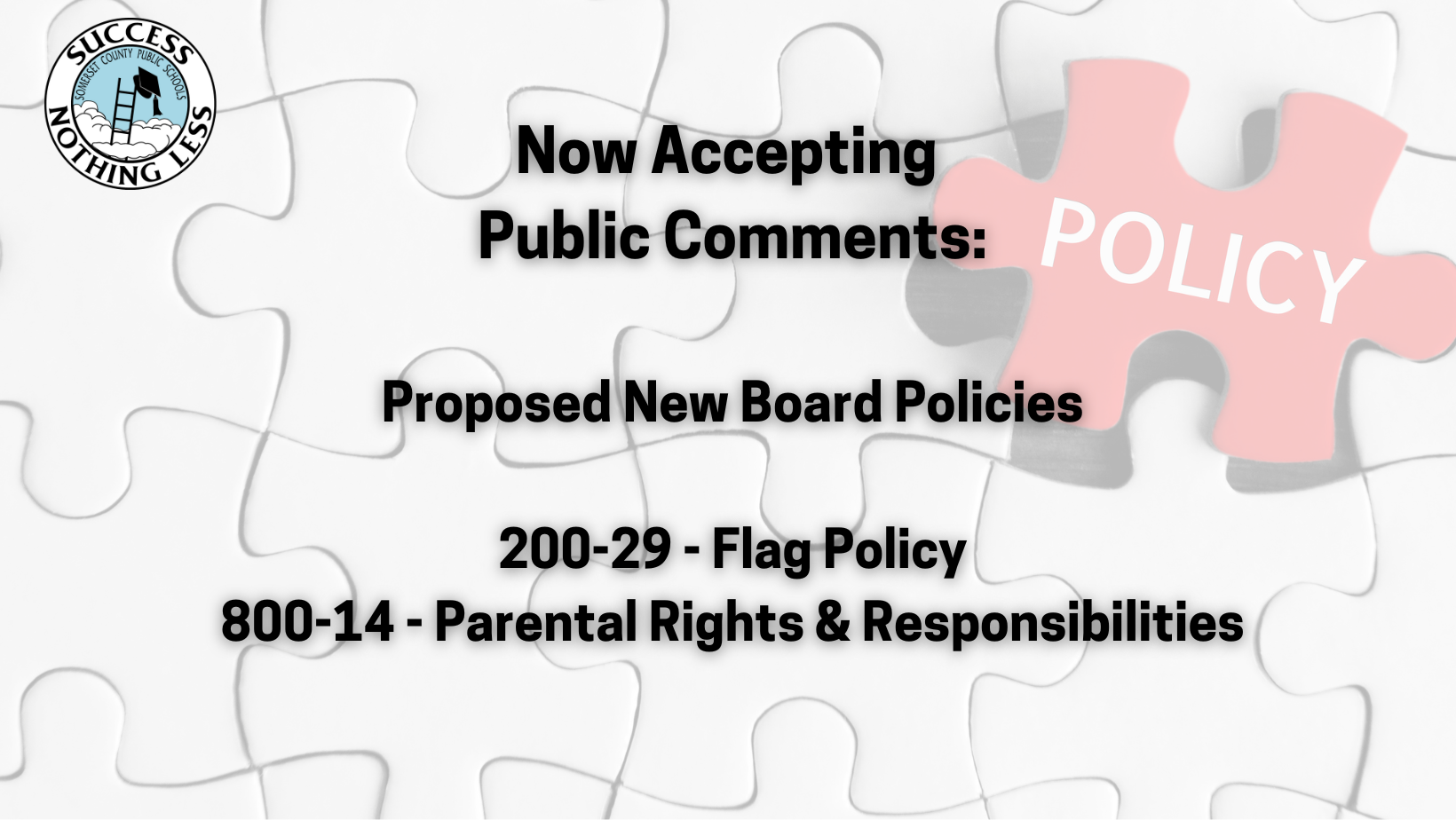 Now accepting public comments on Board Policy newly proposed