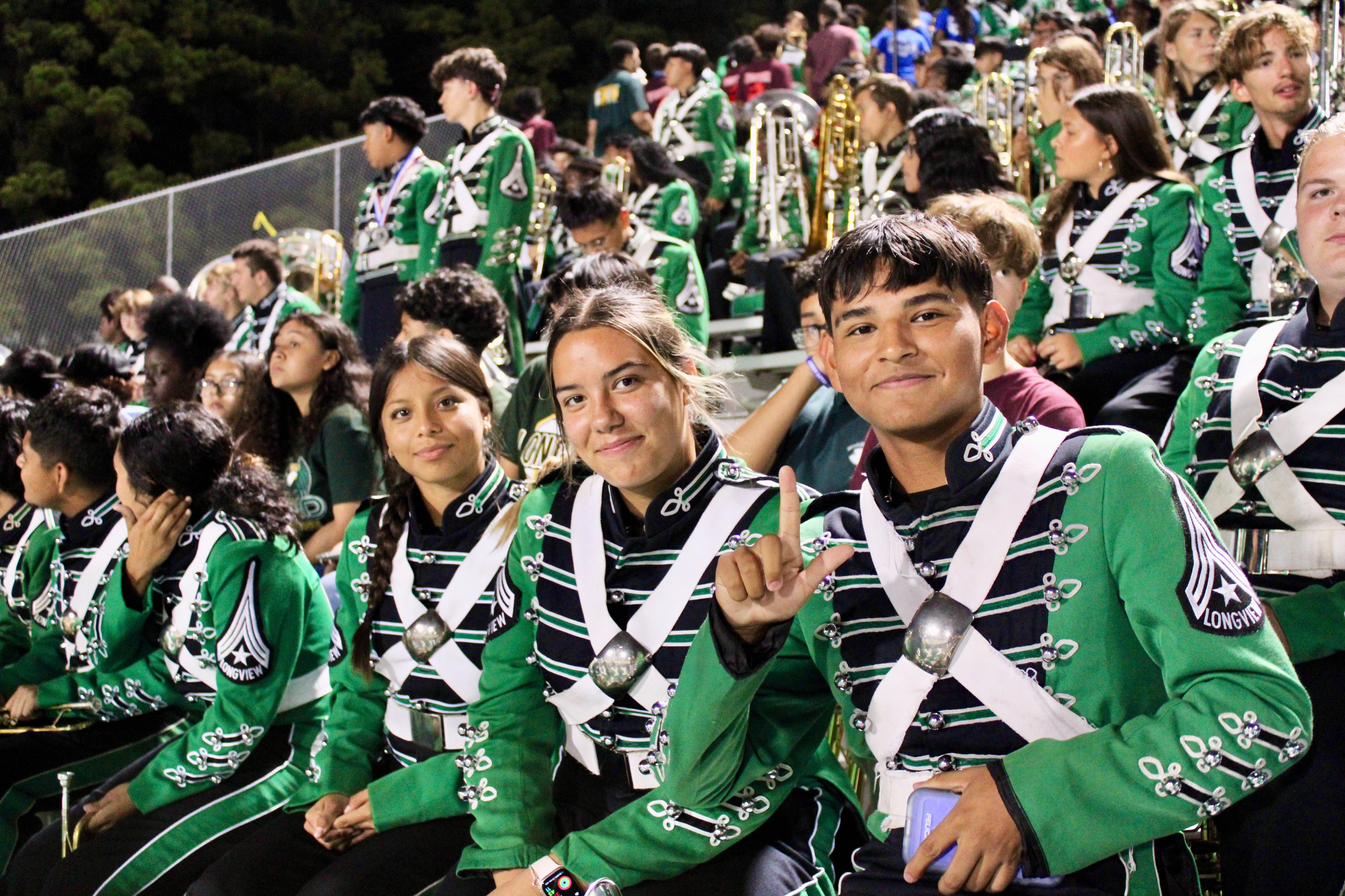 students in band uniforms
