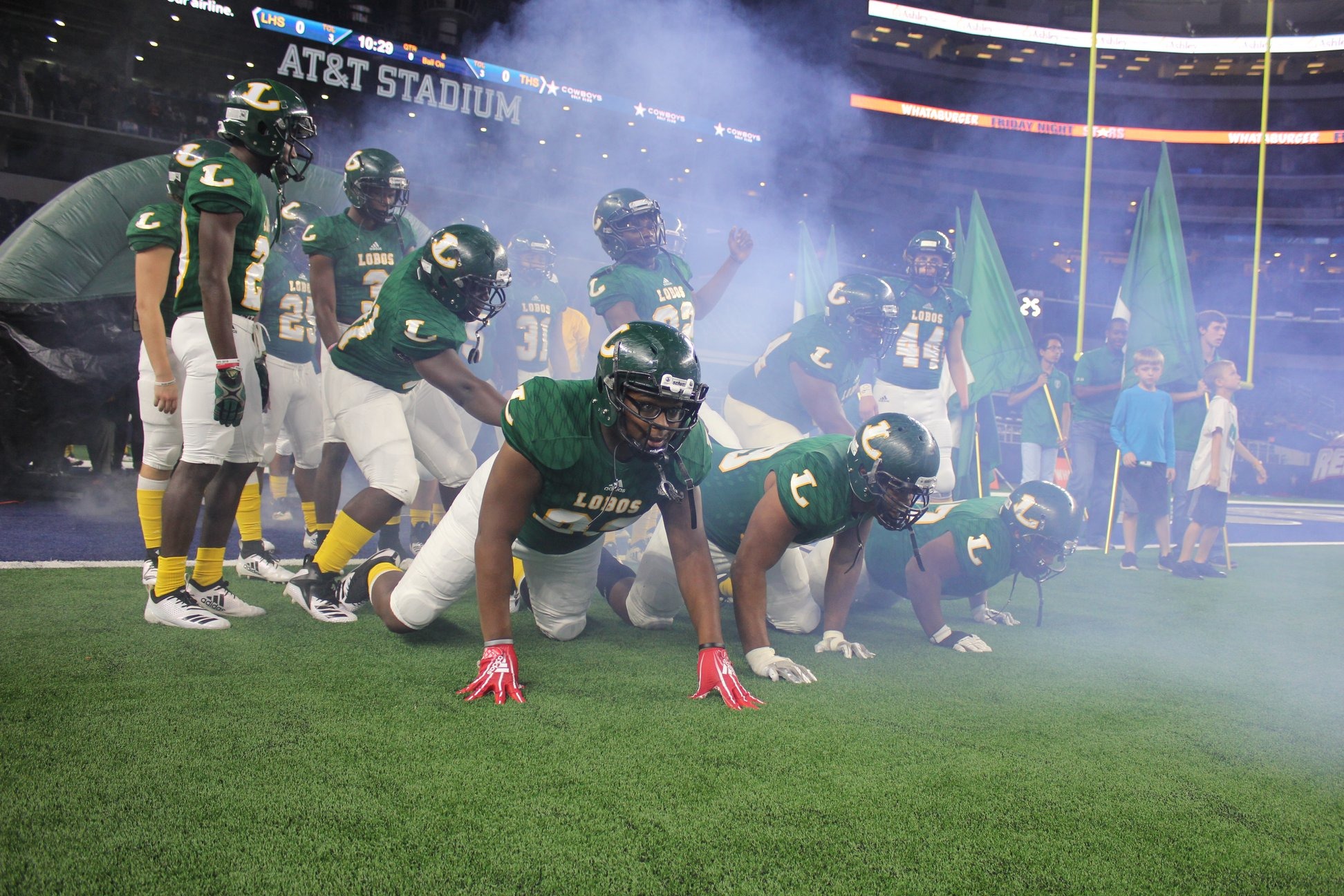 football team at AT&T stadium