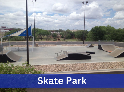 outdoor pick of skate park on a sunny day