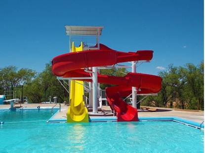 Large water slide at pool