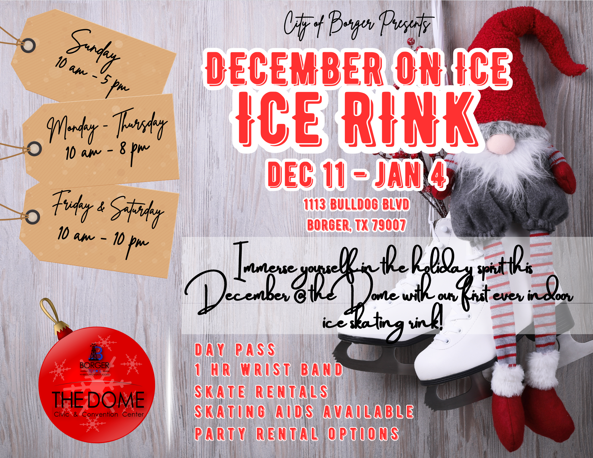 Ice Rink Flyer - Hours
