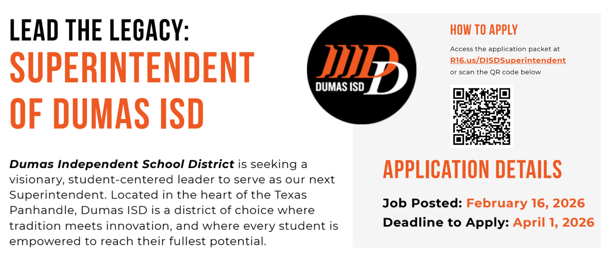 DISD Superintendent Search application link