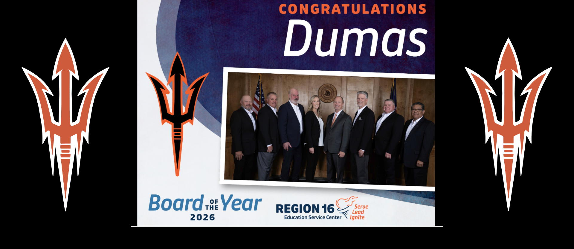Region 16 Education Service Center is proud to announce the Dumas ISD Board of Trustees has been named the 2026 Outstanding School Board of the Year.