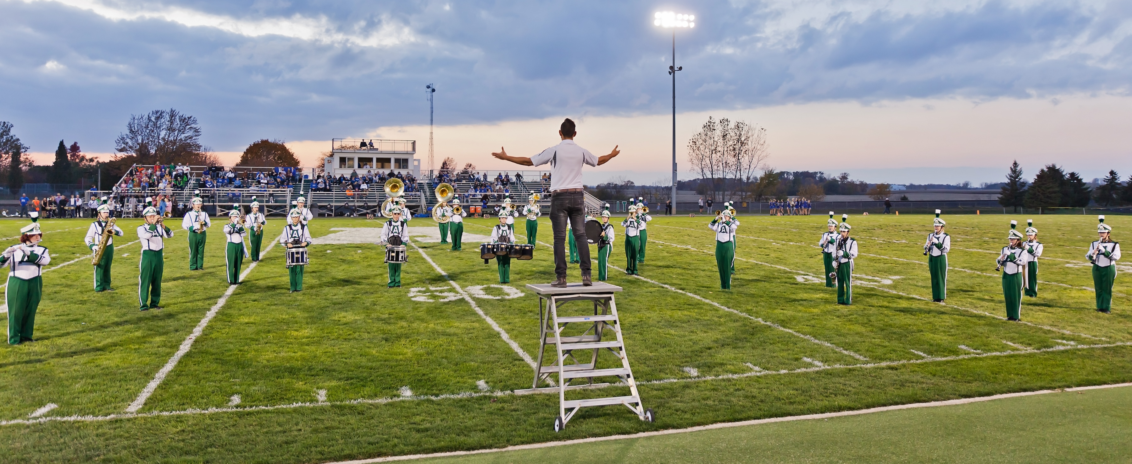 band playing on football field