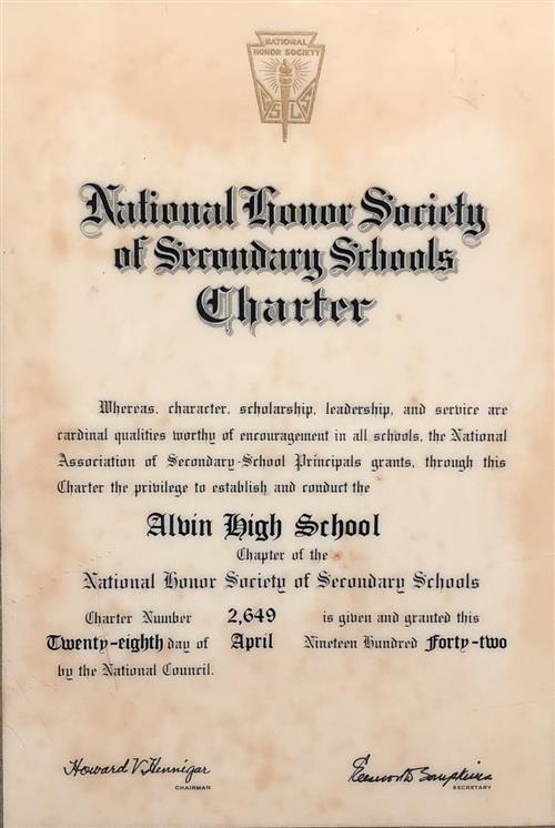 National Honor Society award