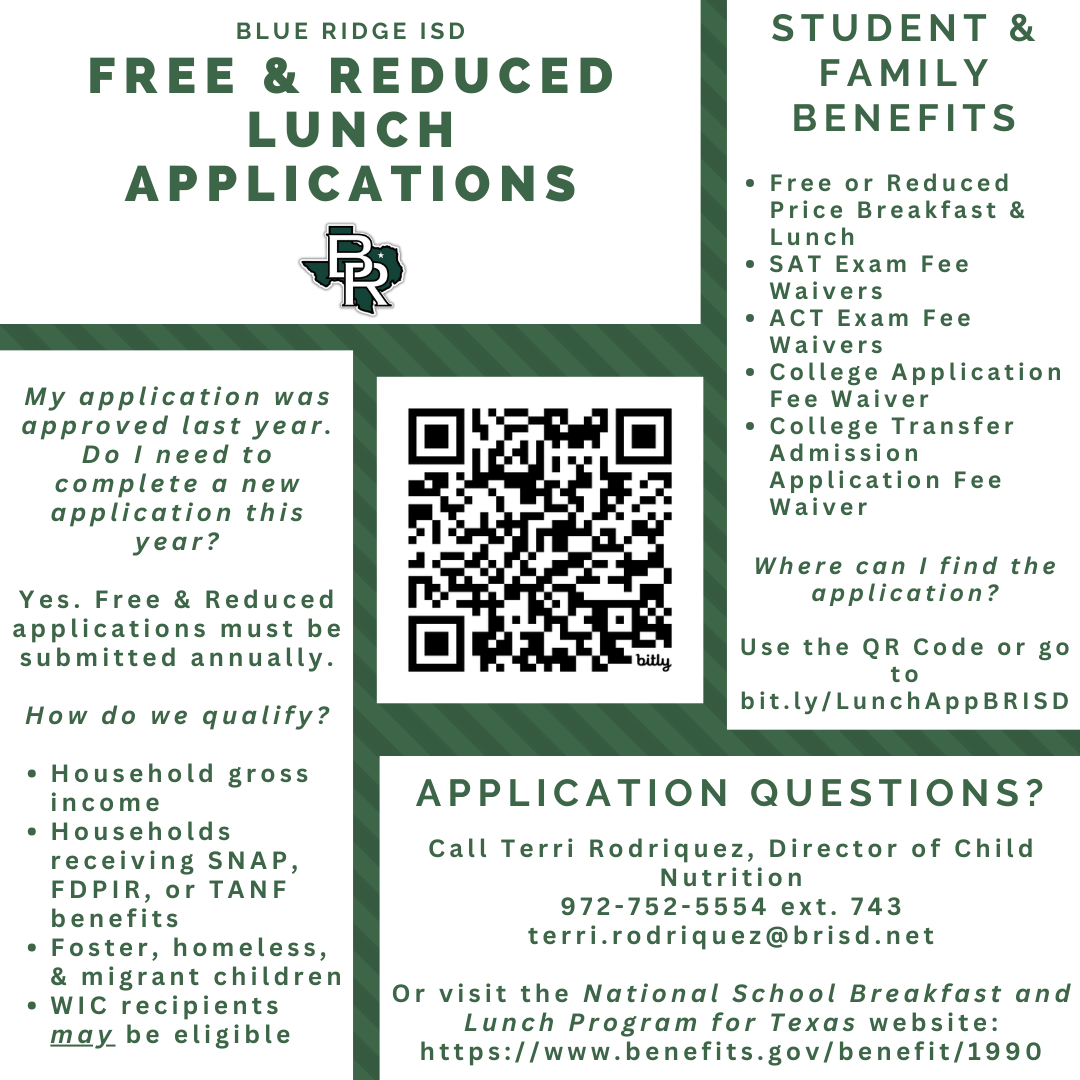 free and reduced lunch applications