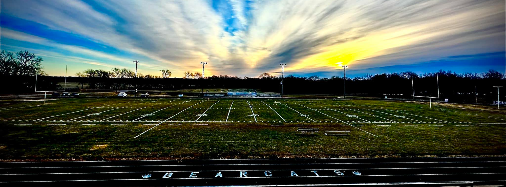 landscape photo of the Burlingame football field with beautiful  sky in backgroud