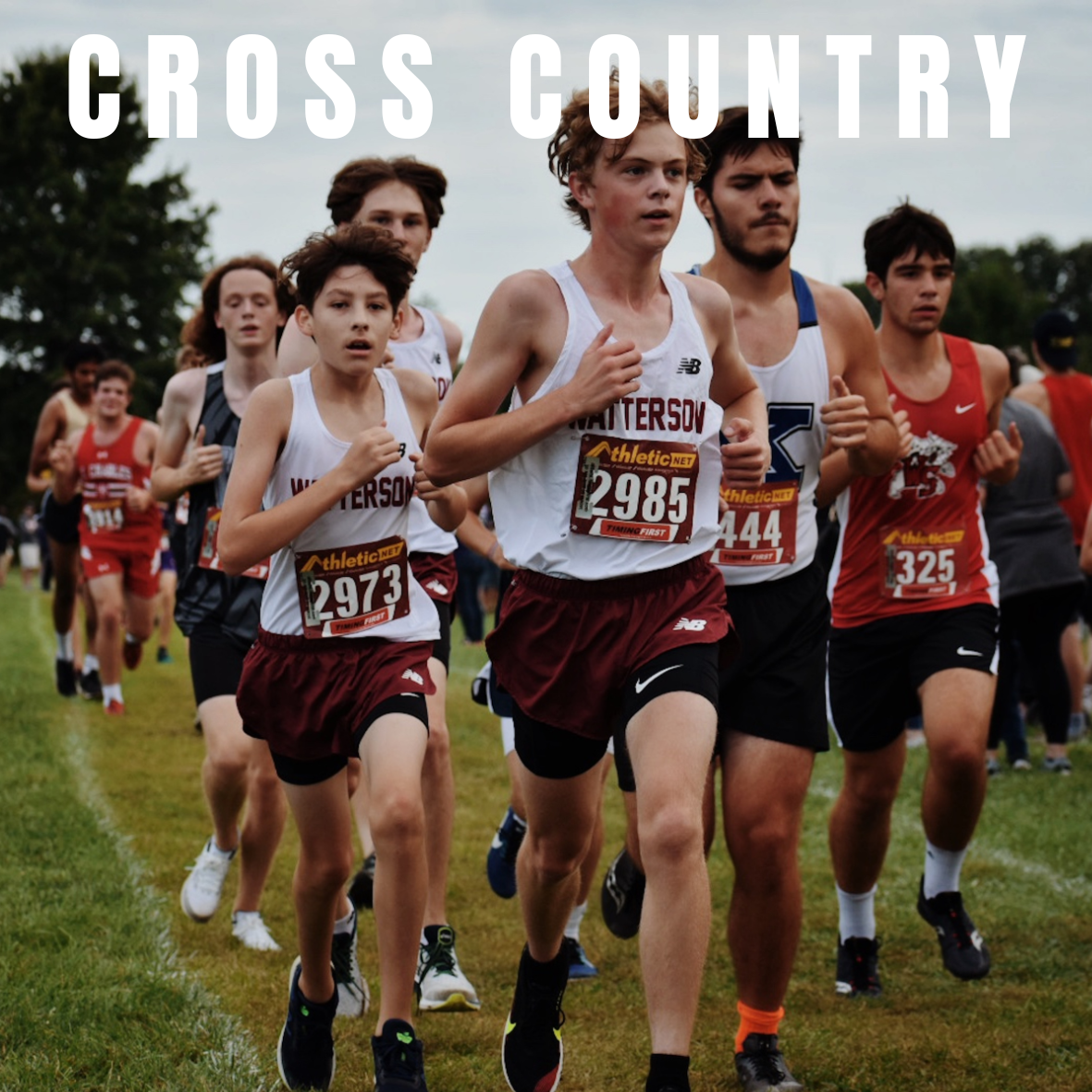 several boys running cross country for school