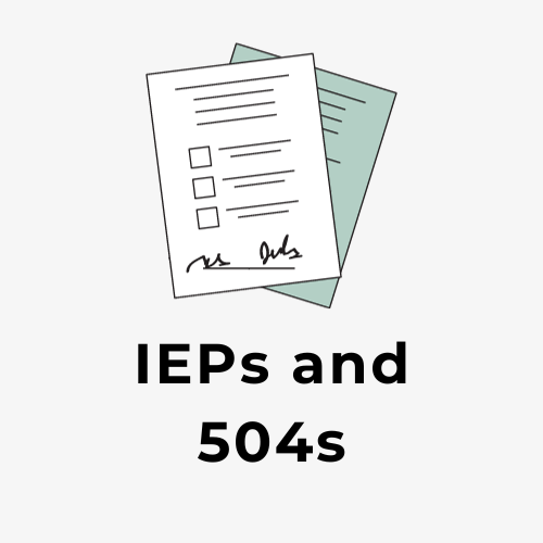 IEPs and 504s logo with image of paper forms