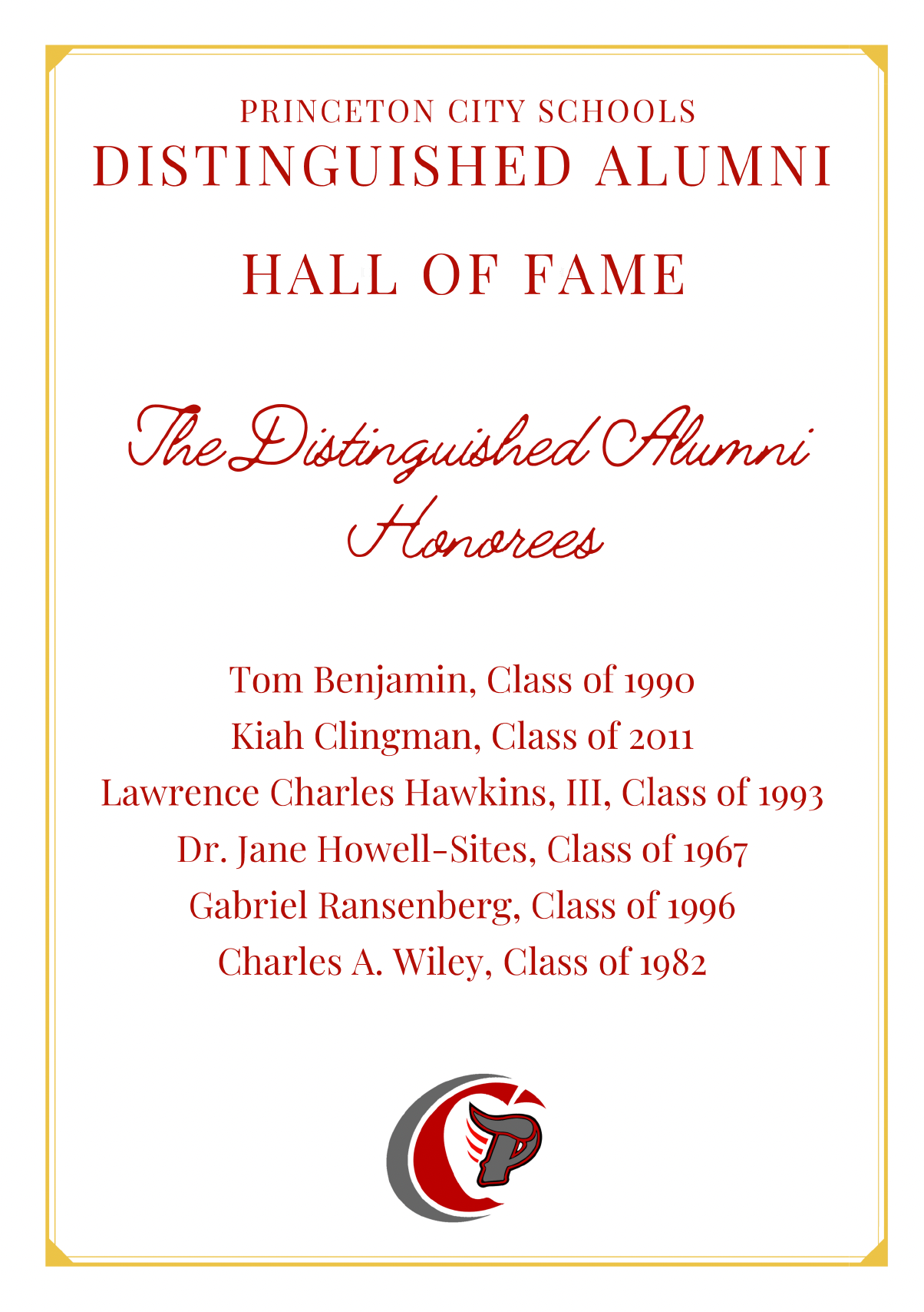 Honorees Names for the 2026  PEF Gala and Distinguished Alumni Hall of Fame program 