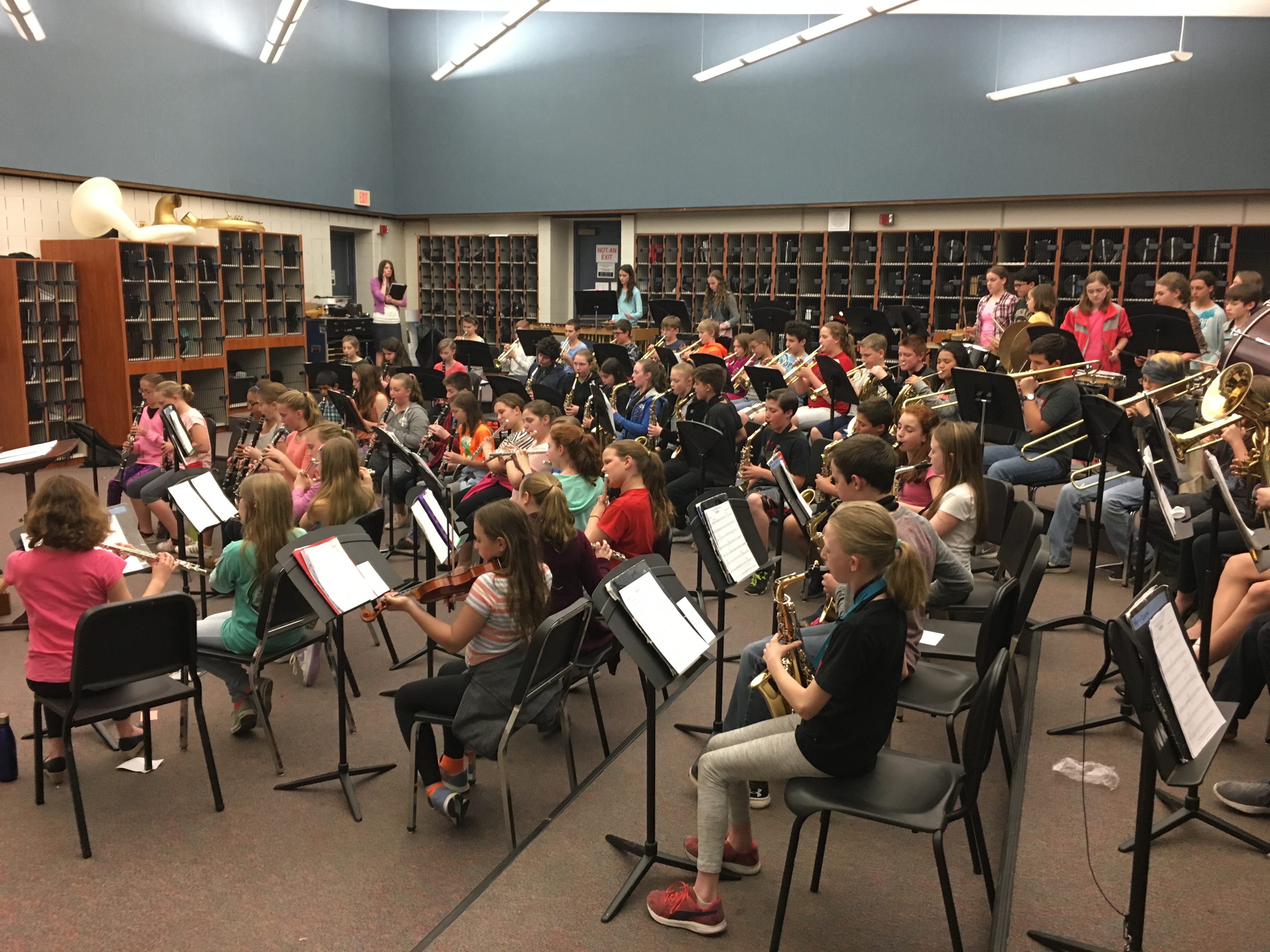 BES band students rehearsing before their performance