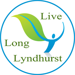 Live Long Lyndhurst in green letters in blue circle