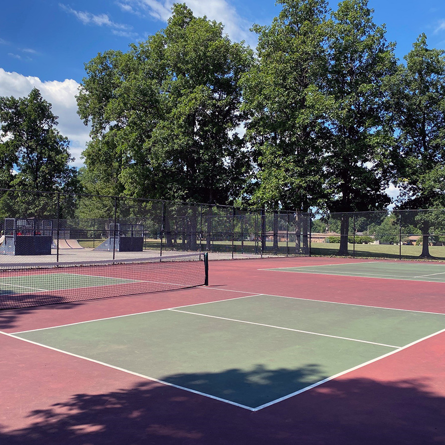 tennis court with green & red surface