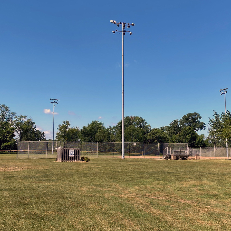 large light pole in baseball field