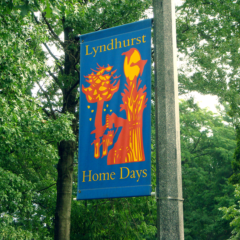 Lyndhurst Home Days blue flag on pole