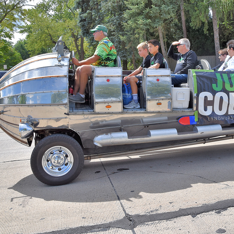 rocket car with passengers