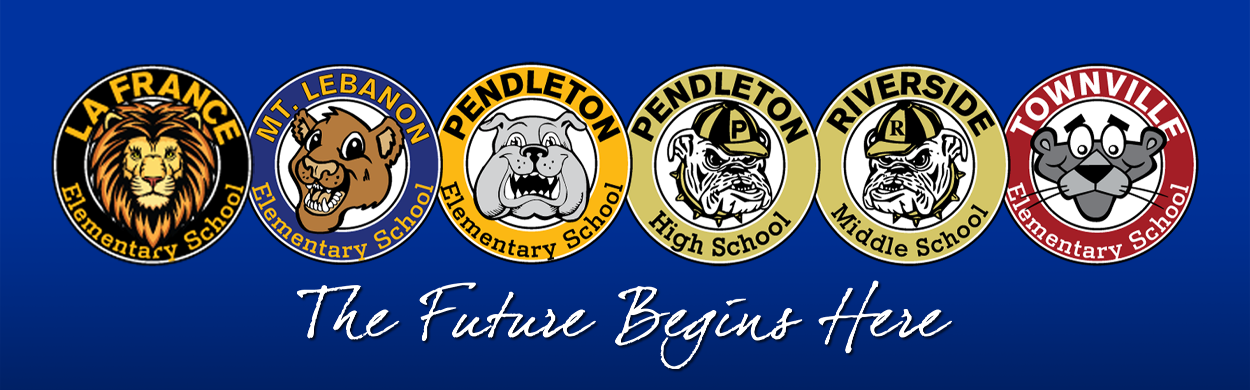 ASD4 logos - La France, Mount Lebanon, Pendleton Elementary, Pendleton High, Riverside, Townville 
