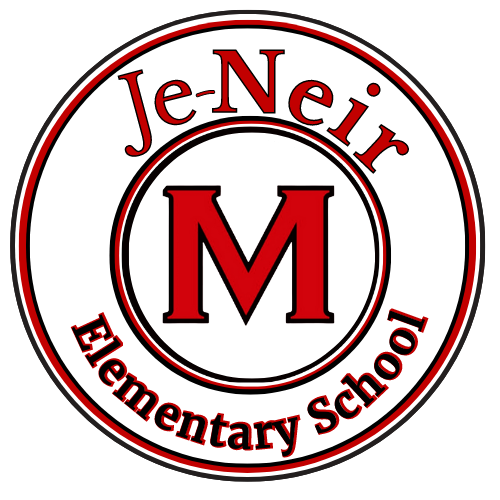 Je-Neir Elementary School logo Circle with M in the middle with Je-Neir Elementary School around the circle