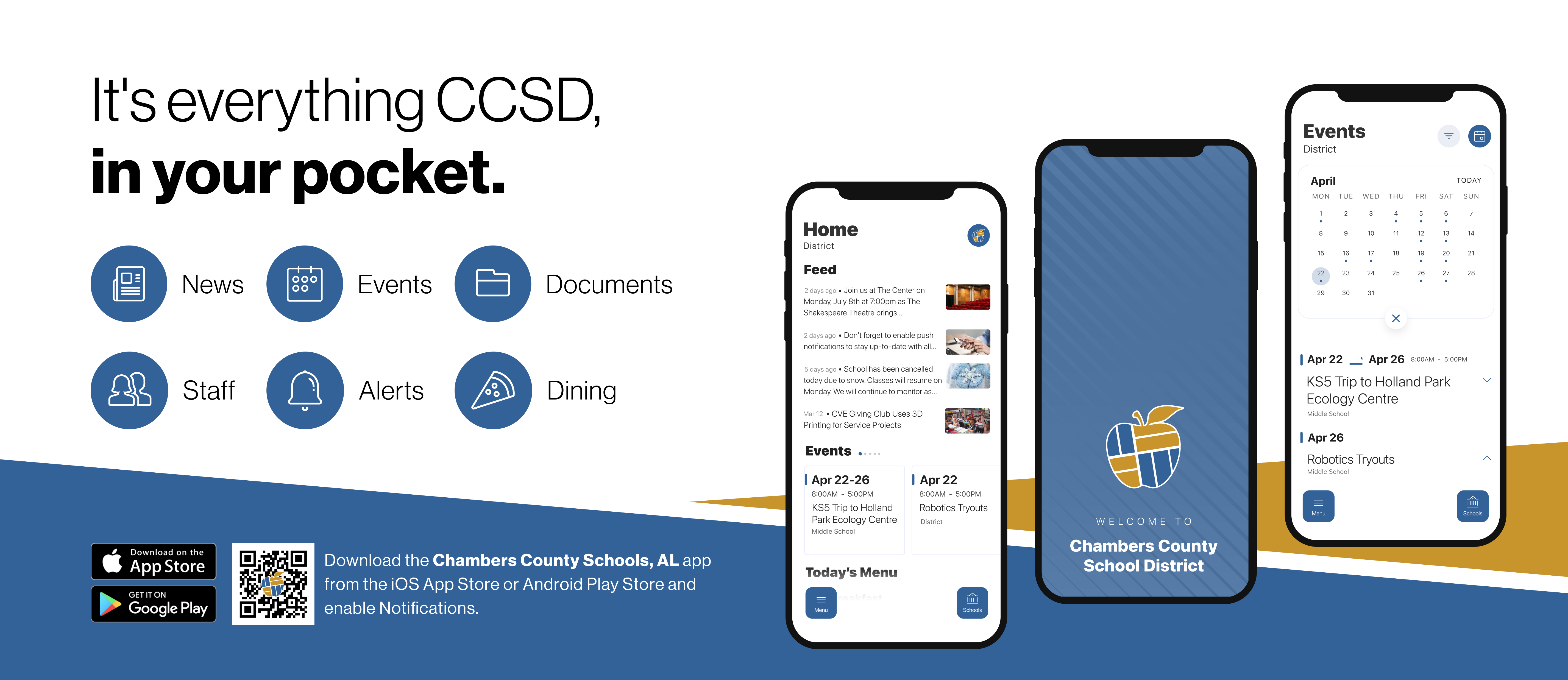 information on the new CCSD app with a QR code in the lower left and the text "It's everything CCSD, in your pocket"
