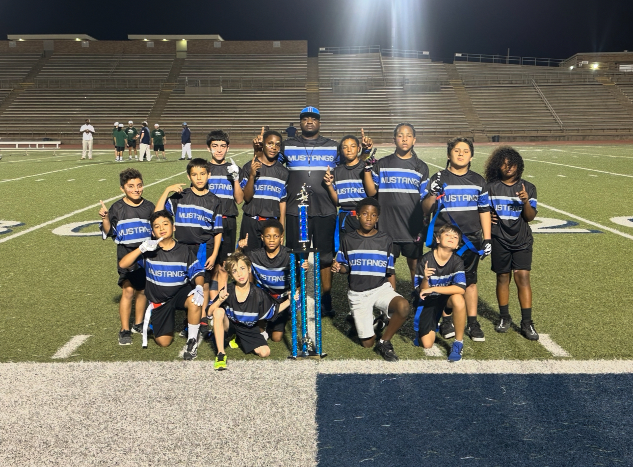 Mr Colter and his championship flag football team