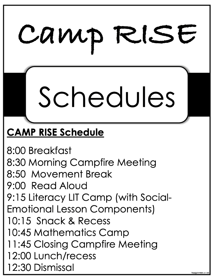 camp rise schedule