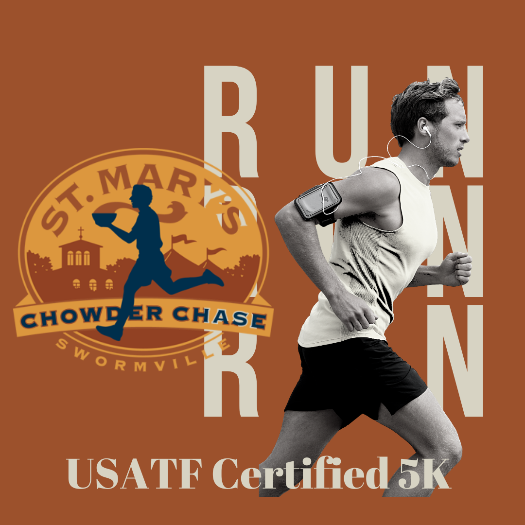 Runner with soup bowl, "Chowder Chase Race"