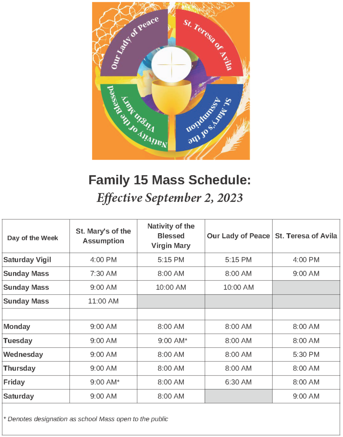 Mass Times / Confession / Devotions St Mary's Church, Swormville