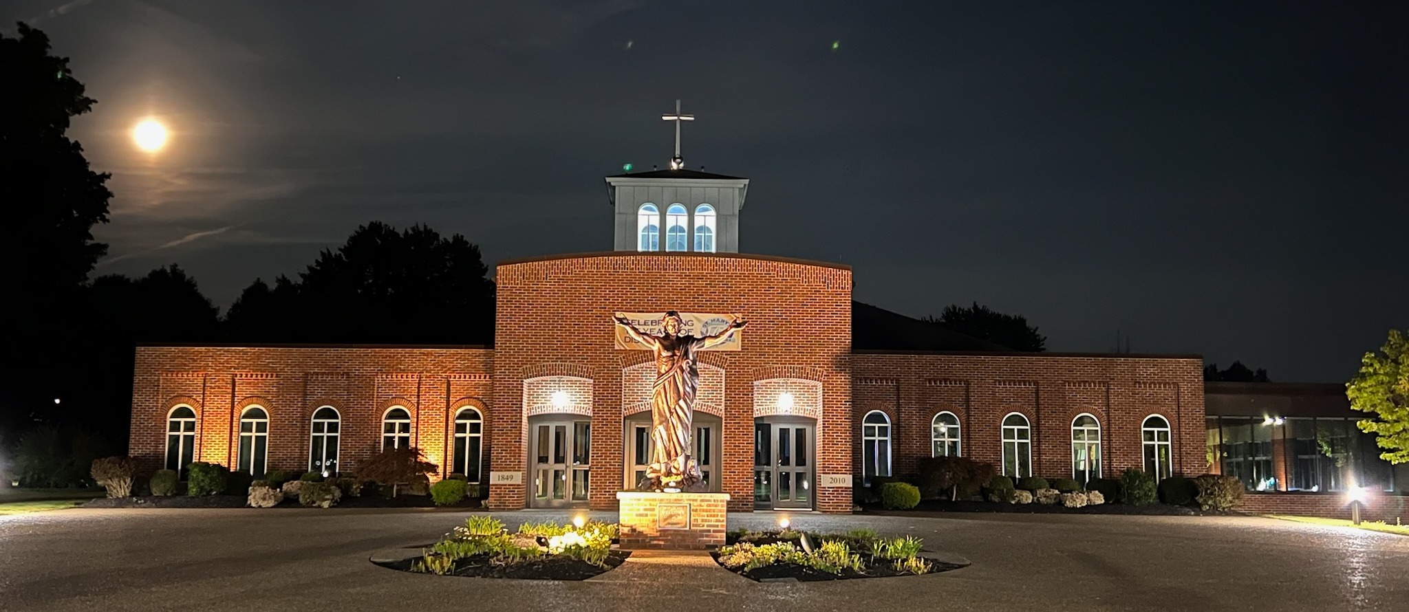 Front of St. Mary's Church at Night 9-17-24