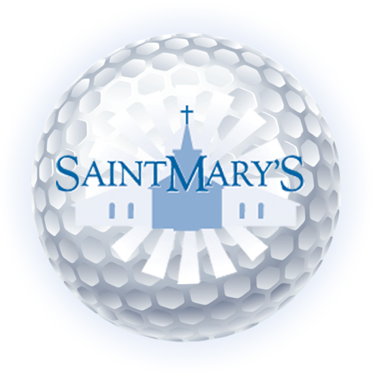 Golf ball with St. Mary's Church logo on it