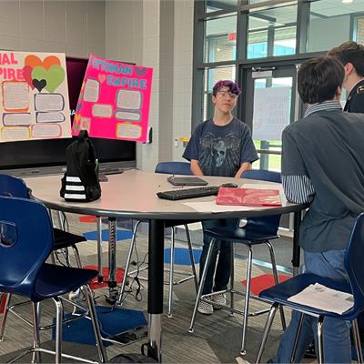 Mrs. Monroe's first and fourth blocks conducted a social science fair on 04-21-2022. Students conducted research about different empires and then presented to their classmates about their research. The students did great!