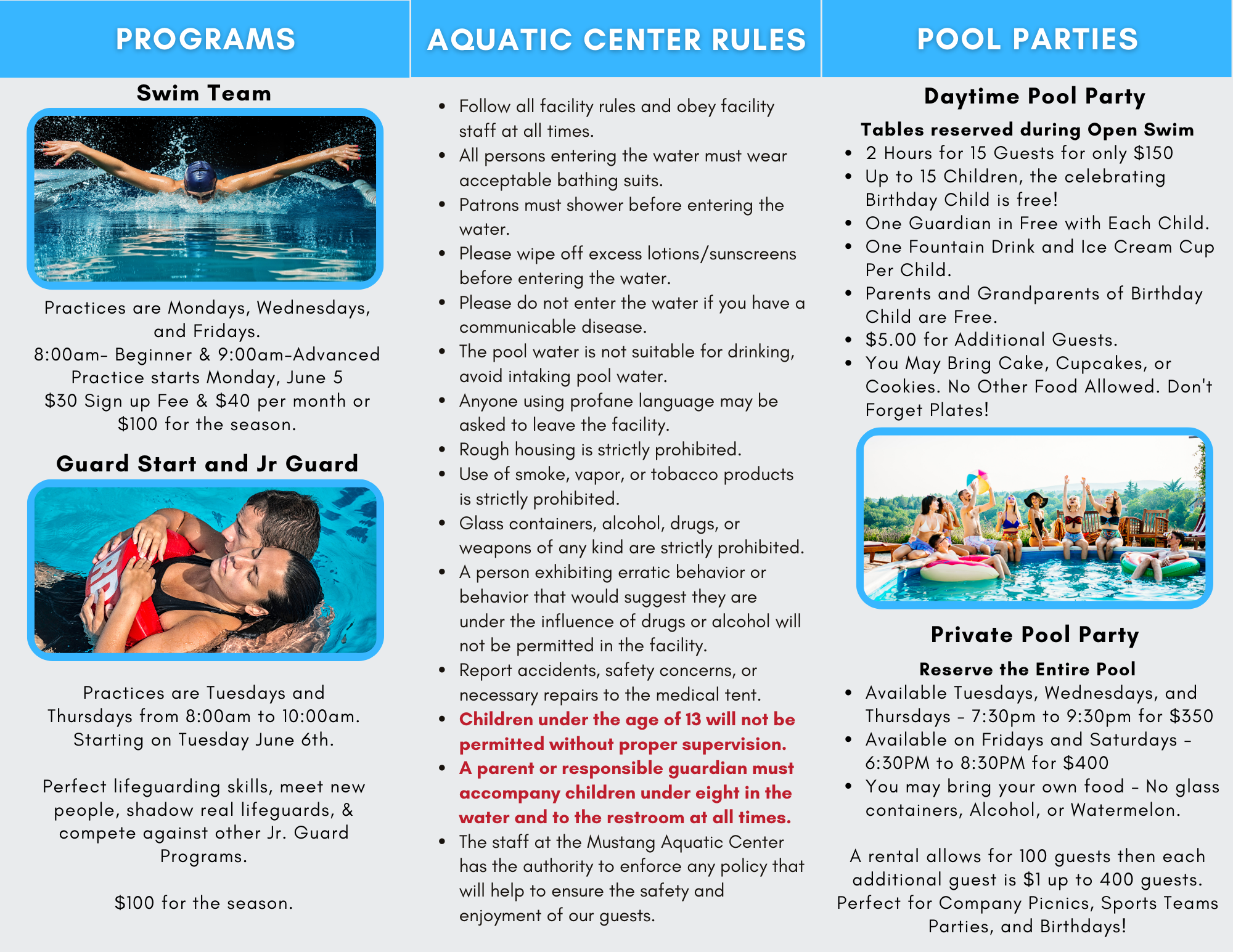 Aquatic Center Information | Parks & Recreation