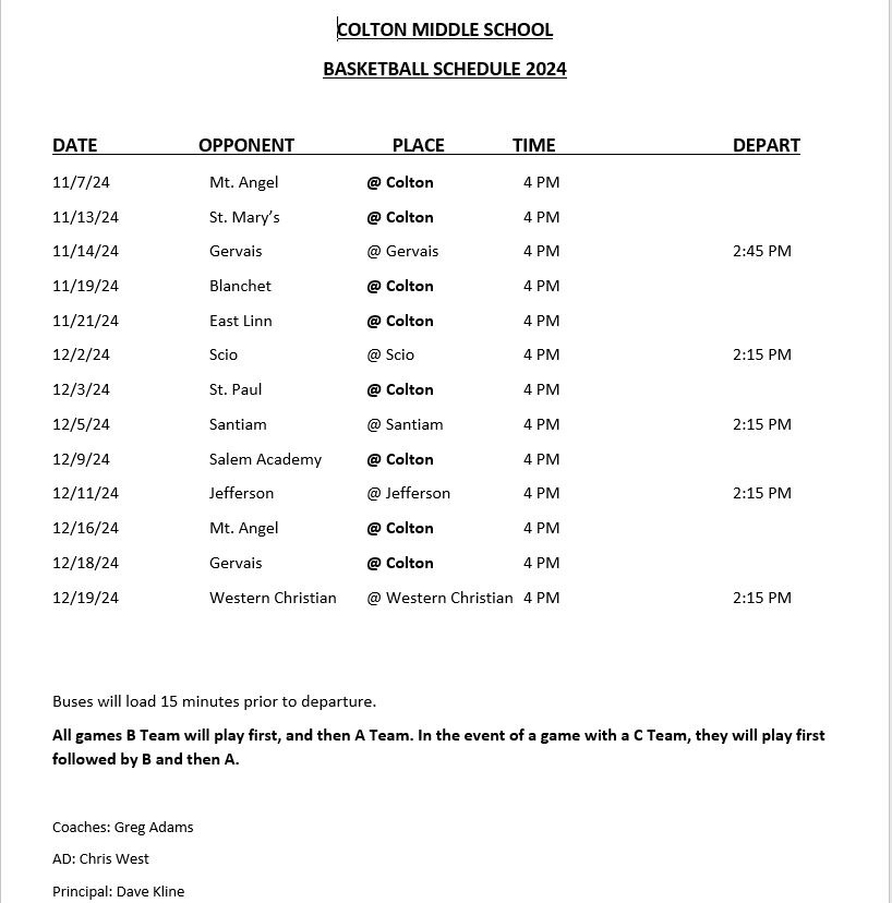 CMS Girls Basketball Schedule 2023