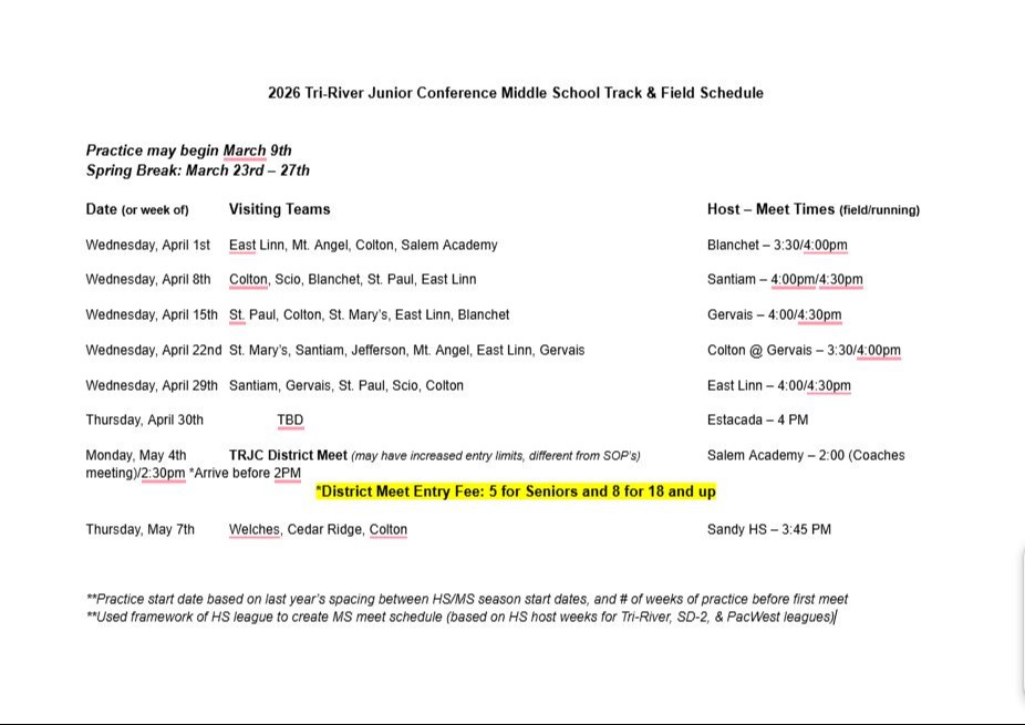 Track Schedule 23-24