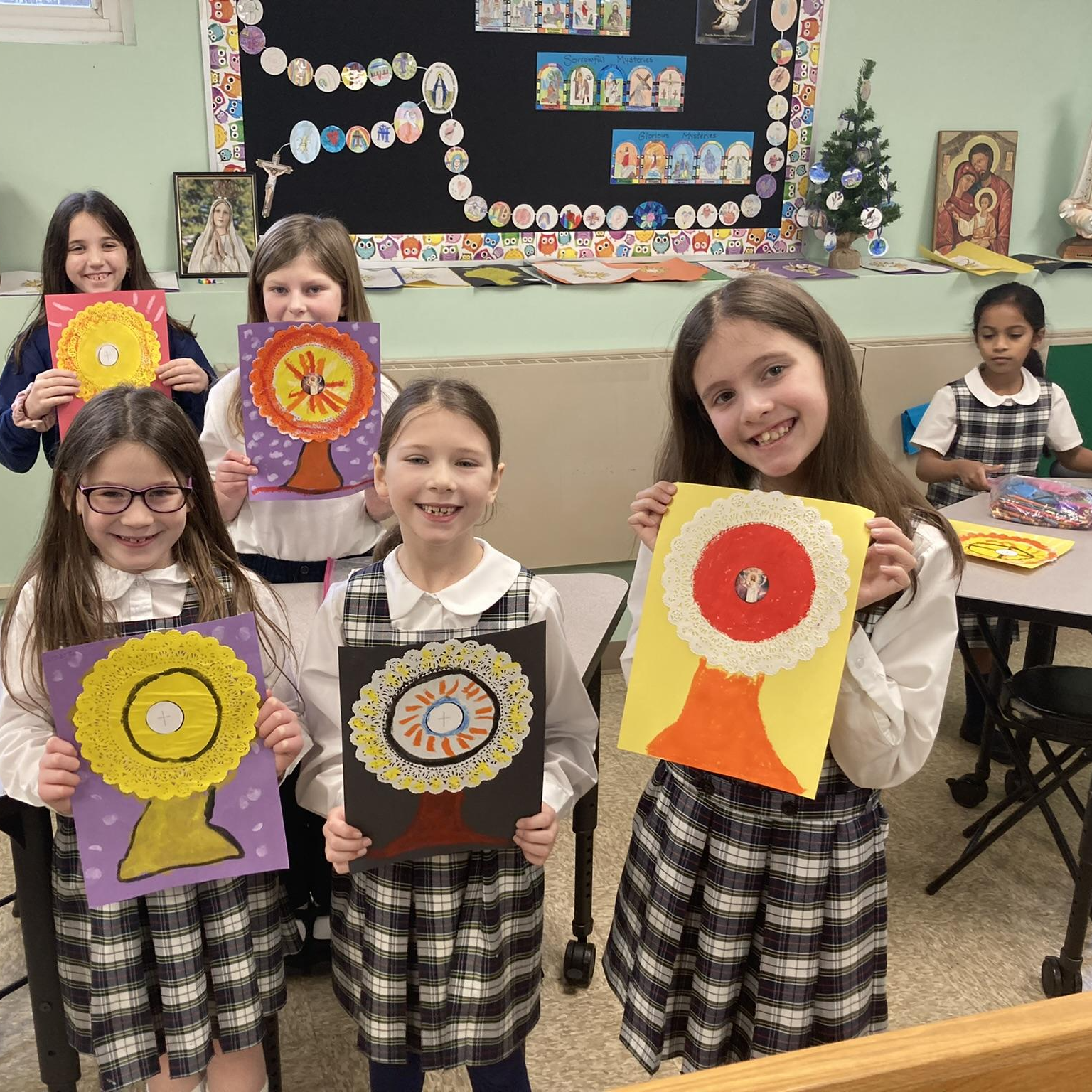 Girls with monstrance artwork