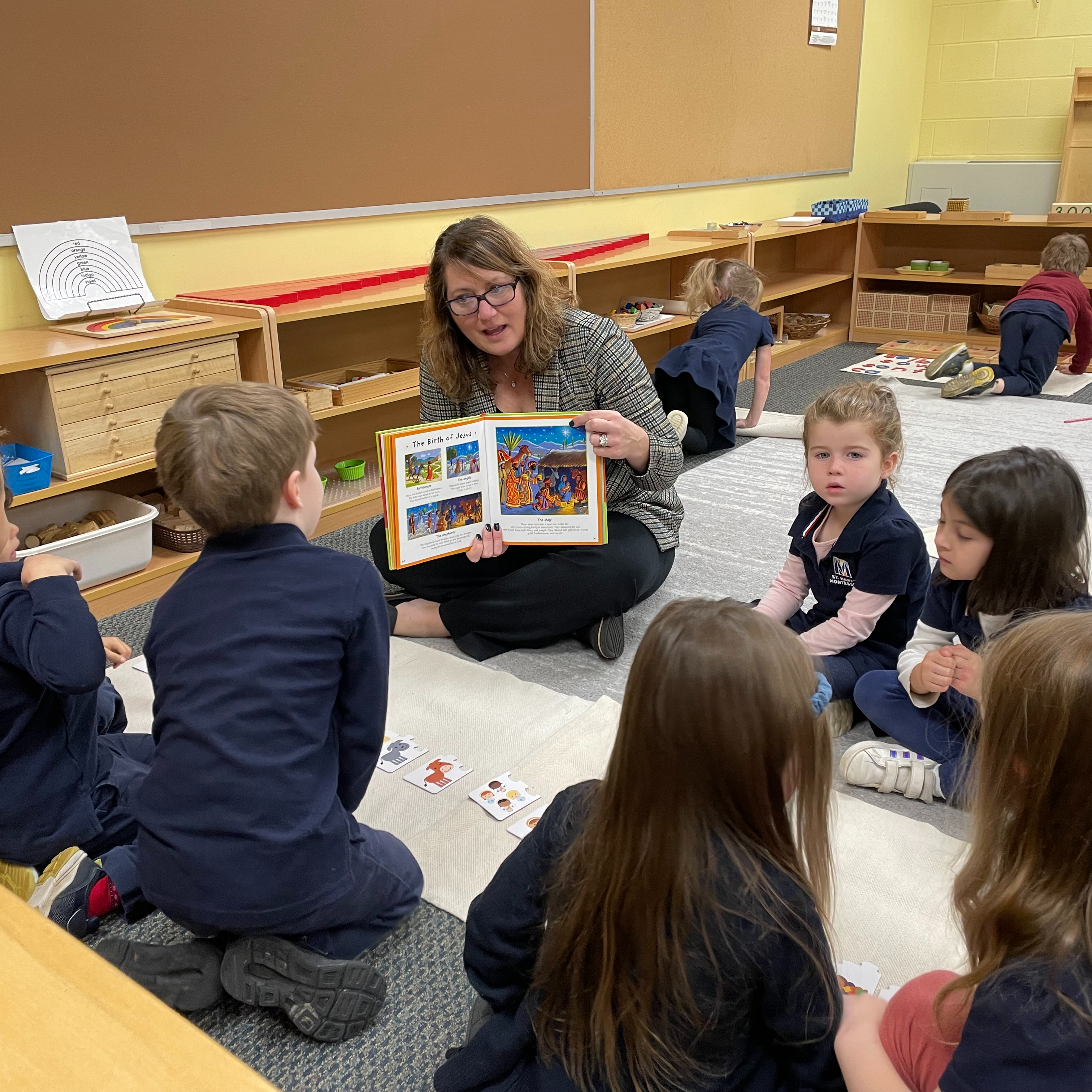 preschool children listening to story