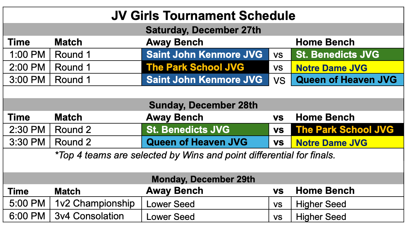 Jv Girls Schedule