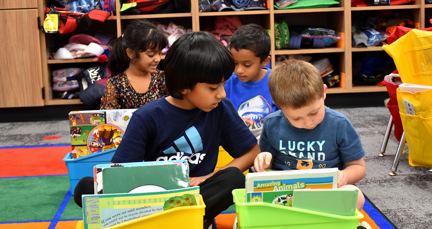 students reading together