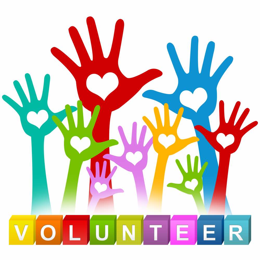 Volunteers colorful hands