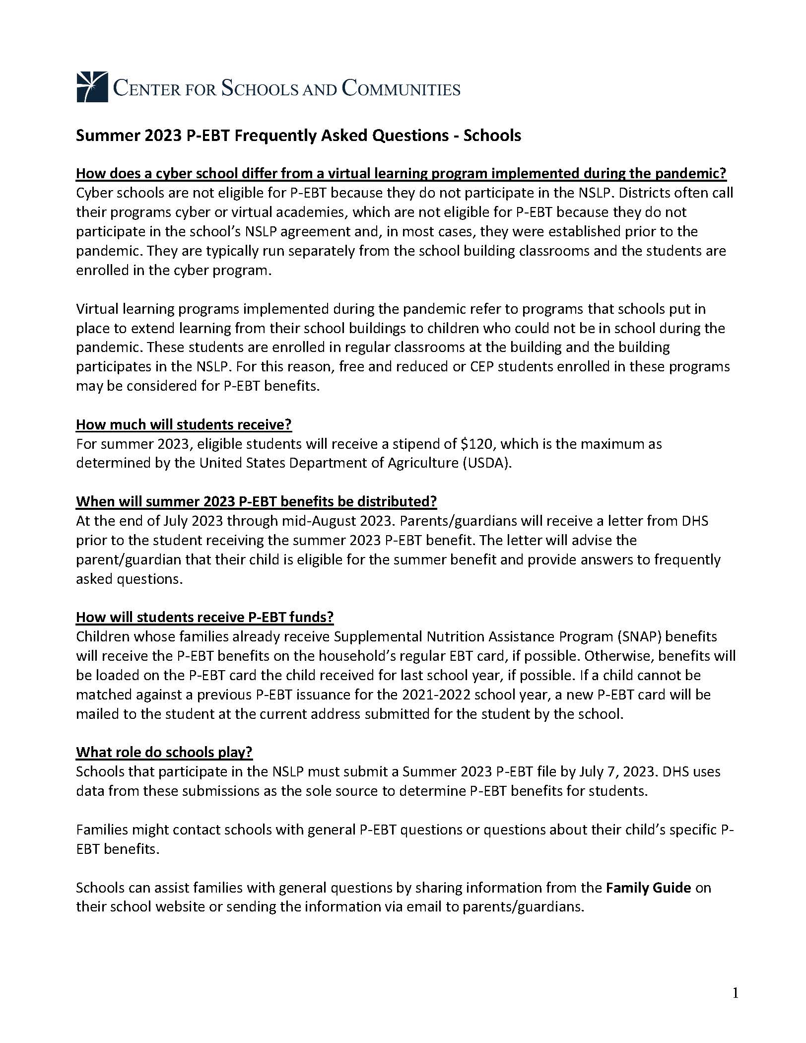 PEBT Cards Centennial School District
