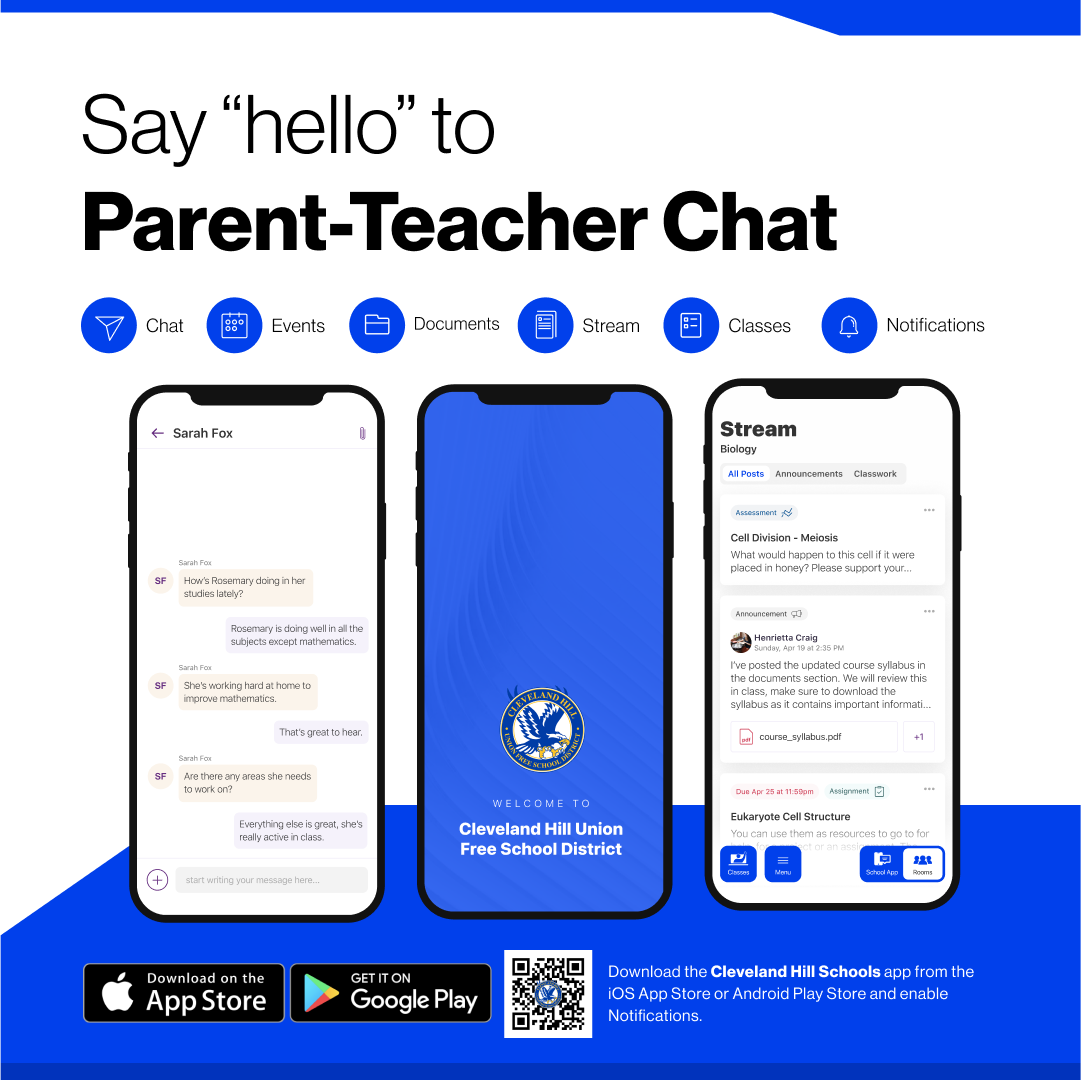 say hello to parent teacher chat flyer