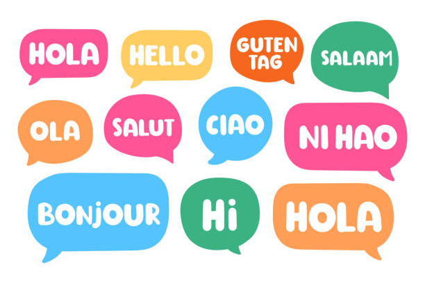 Hola Hello Guten Tag Salaam Ola Salut Ciao Ni Hao Bonjour Hi Hola all in speech bubbles 