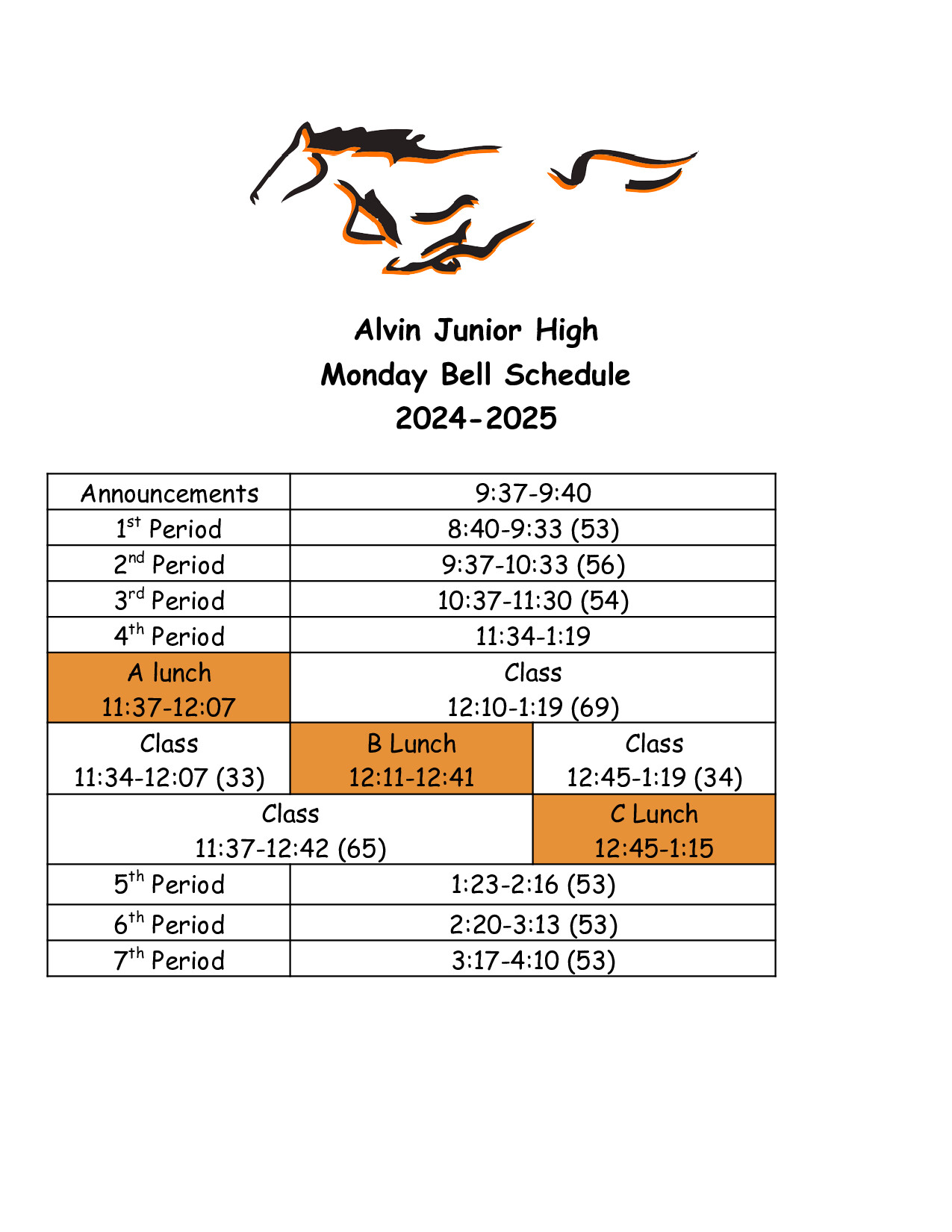 Monday bell schedule