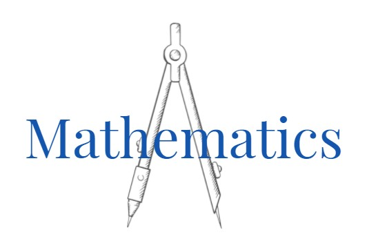 Text Stating Mathematics with a drawing compass in the background